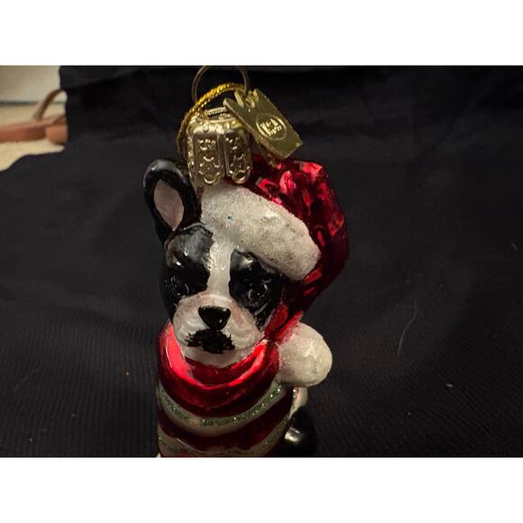 Kurt Adler Boston Terrier Christmas Tree Glass Ornament Dogs Puppies Santa - Picture 7 of 7